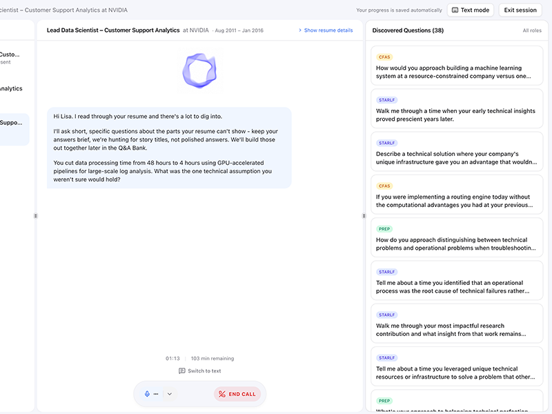Discovery Session interface