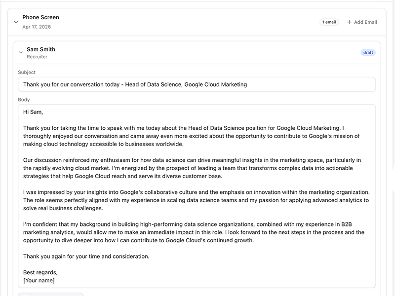 Thank-you email draft