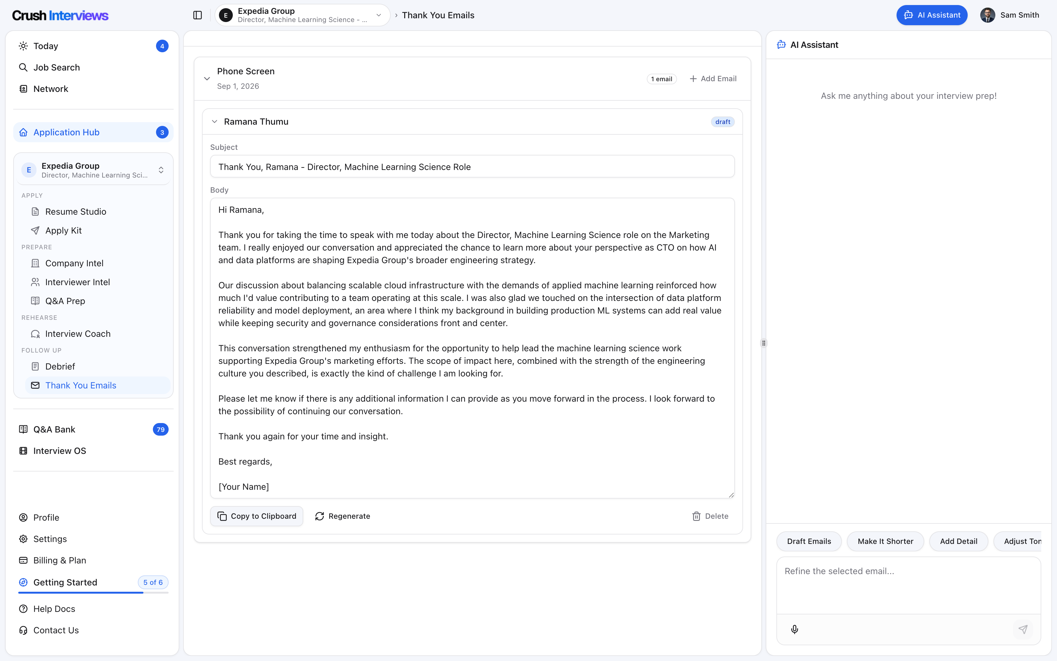 Thank-you email draft